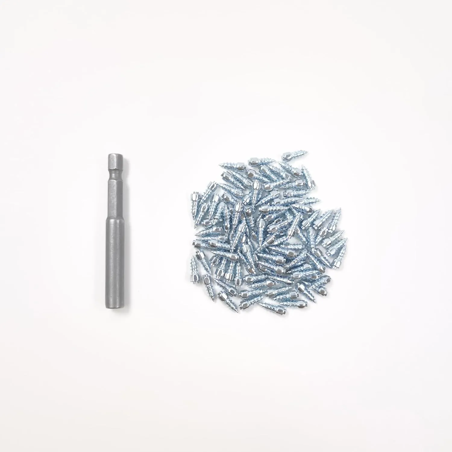 100pcs Snow Tire Screw in Tire Studs, Wheel Tire Spikes with Installation Tool Anti-Slip/Anti-ice for Car/Tractor/ATV/UTV/Farm/Electric Scooter/Mining and Heavy Equipment, 4mm(W) X 12mm(L)