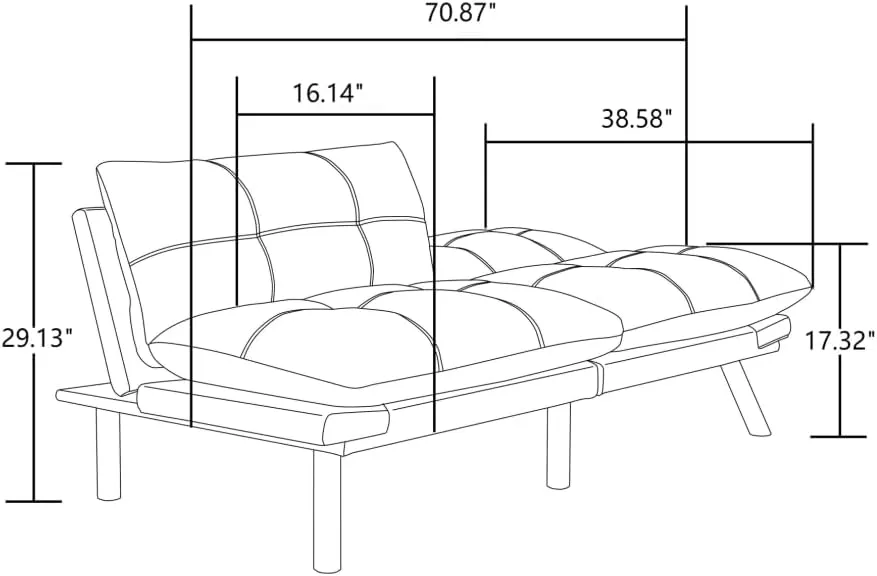 70.87" Velvet Futon Sofa Bed, Modern Convertible Sleeper Sofa Couch with Adjustable Backrest and Armrests, Tufted Loveseat Sofa with Metal Legs for Living Room, Bedroom, Apartment, Black
