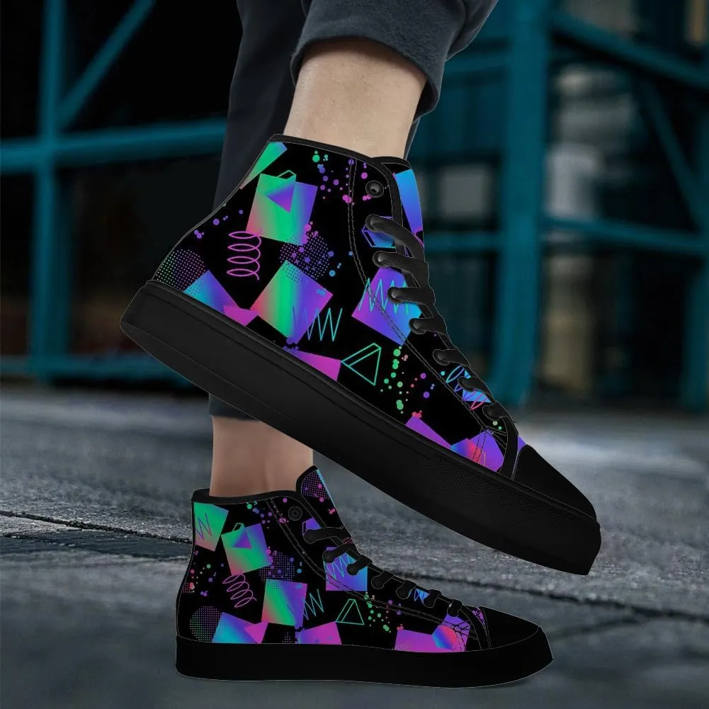 80s Shoes for Men Women 90s High Top Canvas Sneakers Lace Up Casual Walking Shoes Gifts for Boyfriend Girlfriend