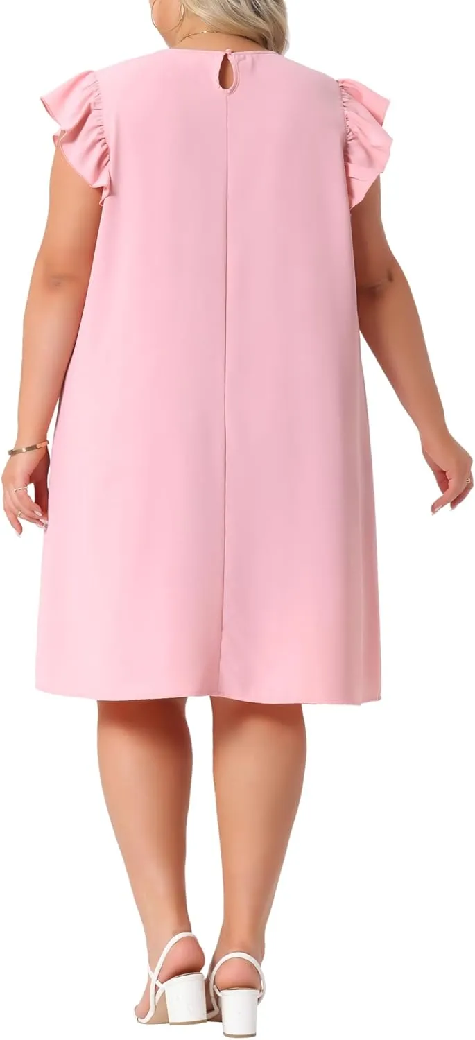 Agnes Orinda Plus Size Summer Dresses for Women Flare Sleeve Beach Casual Sleeveless Tank Loose Sundress