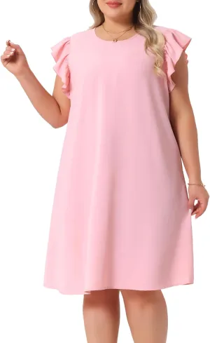 Agnes Orinda Plus Size Summer Dresses for Women Flare Sleeve Beach Casual Sleeveless Tank Loose Sundress