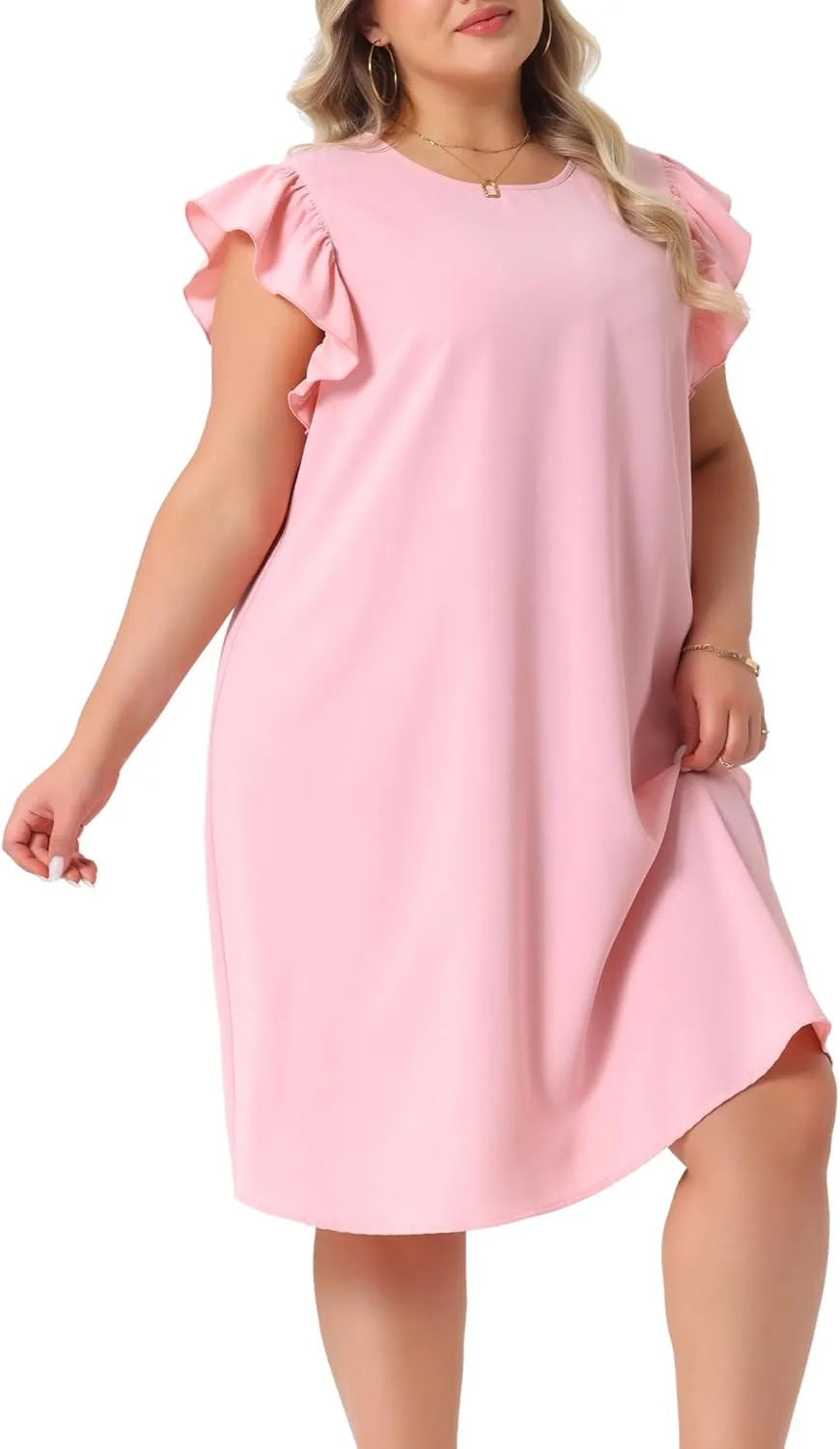 Agnes Orinda Plus Size Summer Dresses for Women Flare Sleeve Beach Casual Sleeveless Tank Loose Sundress