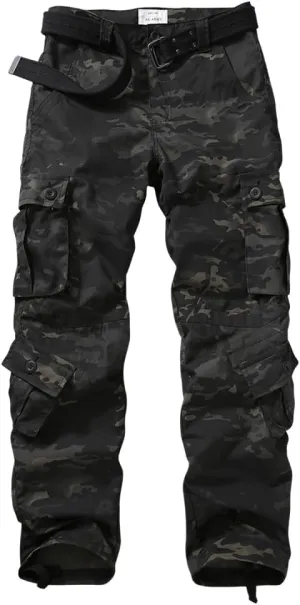 AKARMY Men's Lightweight Hiking Pants, Outdoor Quick Dry Ripstop Cargo Pants, Multi-Pocket Camo Casual Work Pants
