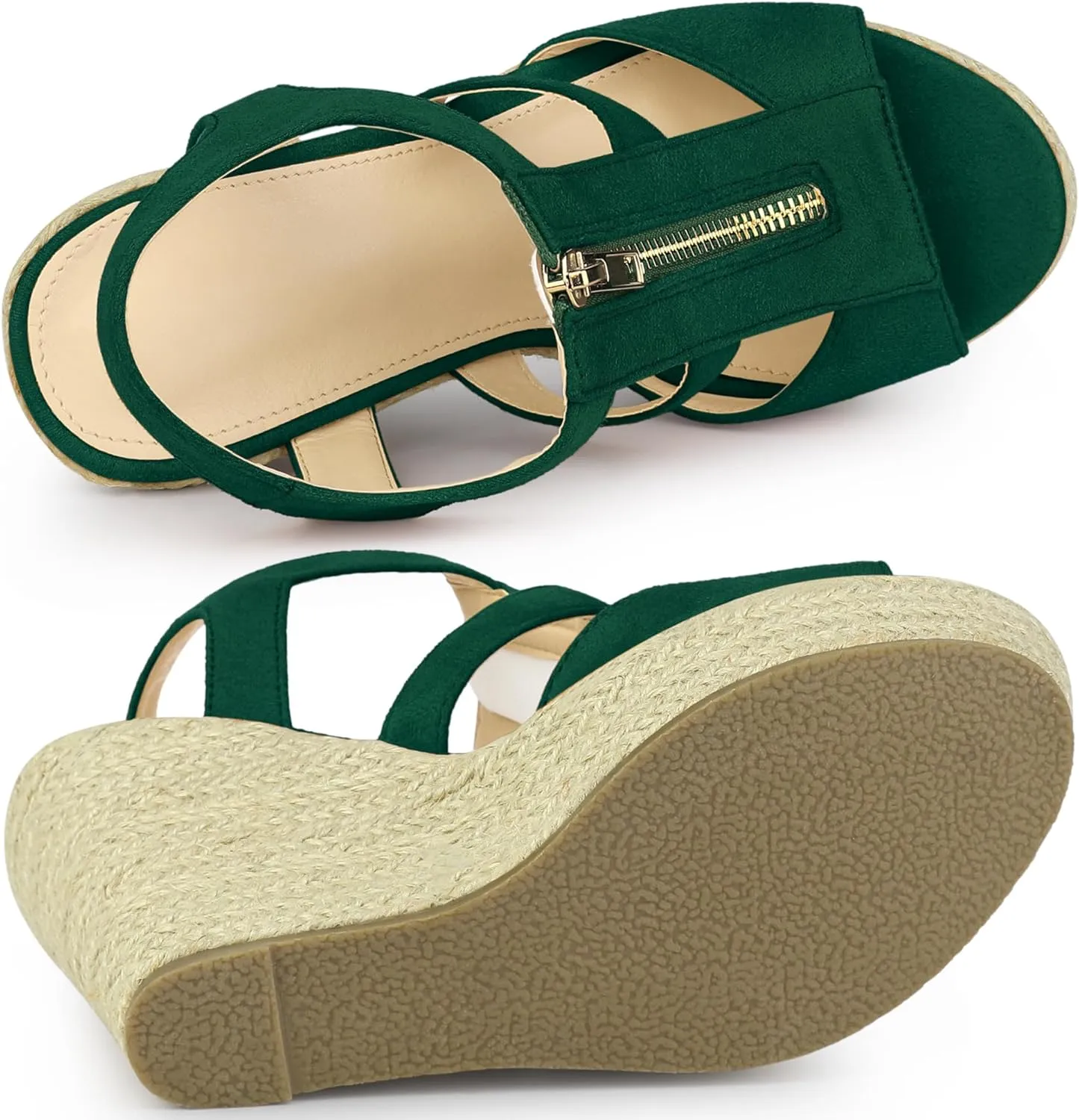 Allegra K Women's Wedges Zipper Sandals Platform Wedges Heels Sandals