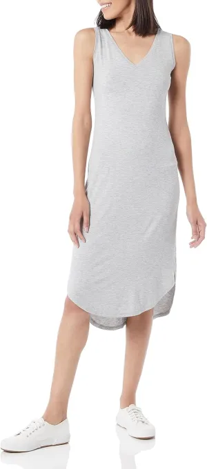 Amazon Essentials Women's Jersey Regular-Fit Sleeveless v-Neck Midi Dress (Previously Daily Ritual)