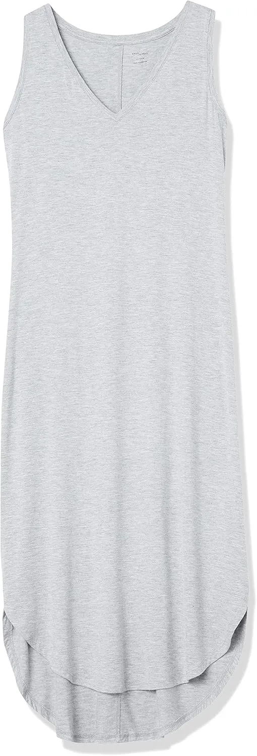 Amazon Essentials Women's Jersey Regular-Fit Sleeveless v-Neck Midi Dress (Previously Daily Ritual)