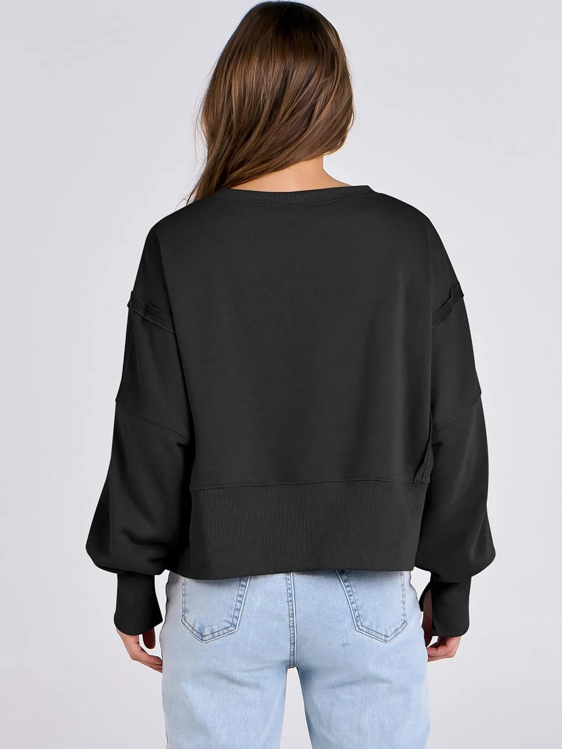 ANRABESS Womens Cropped Sweatshirts Oversized Crewneck Long Sleeve Tops 2025 Fall Winter Loose Pullover Teen Girls Clothes