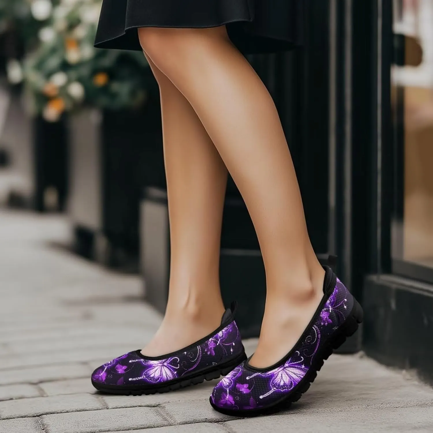 Artistic Abstract Print Womens Flats Lightweight Comfortable Walking Shoes Round Toe Casual Sneakers Daily Wear