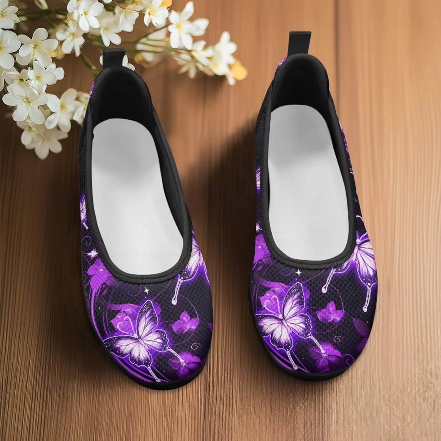 Artistic Abstract Print Womens Flats Lightweight Comfortable Walking Shoes Round Toe Casual Sneakers Daily Wear
