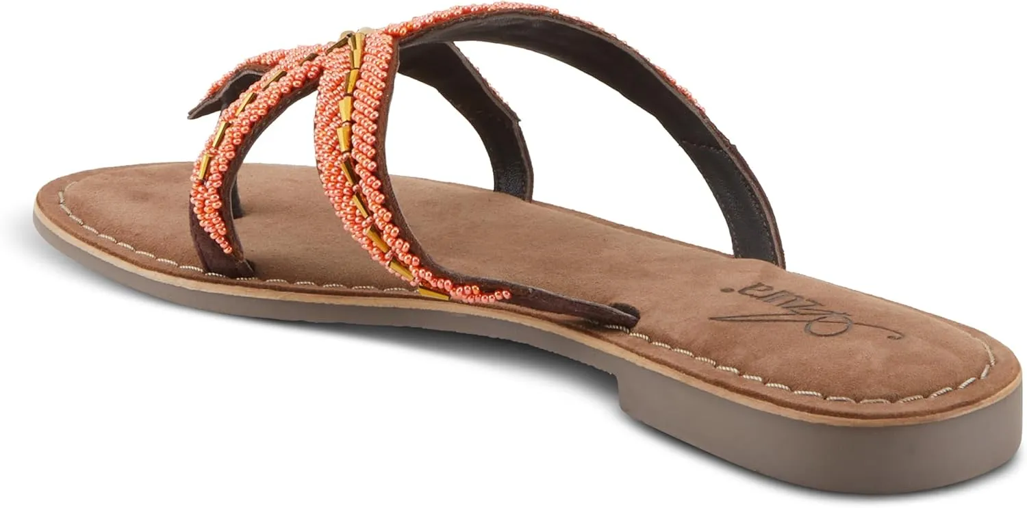 Azura Women's Starry Leaher Slide Sandal - Star-Designed Beaded with Jewels Leaher Slide Sandal - Star-Designed Beaded with Jewels
