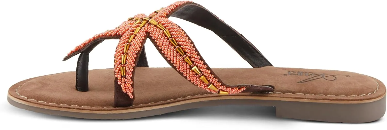 Azura Women's Starry Leaher Slide Sandal - Star-Designed Beaded with Jewels Leaher Slide Sandal - Star-Designed Beaded with Jewels