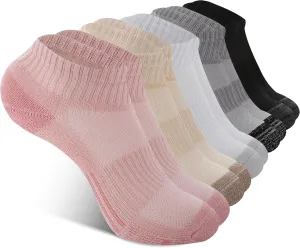 BAMBOO COOL Ankle Socks Womens Athletic Running Socks Moisture-Wicking Bamboo Viscose Cushioned Anti-Blister 5/6 Pairs