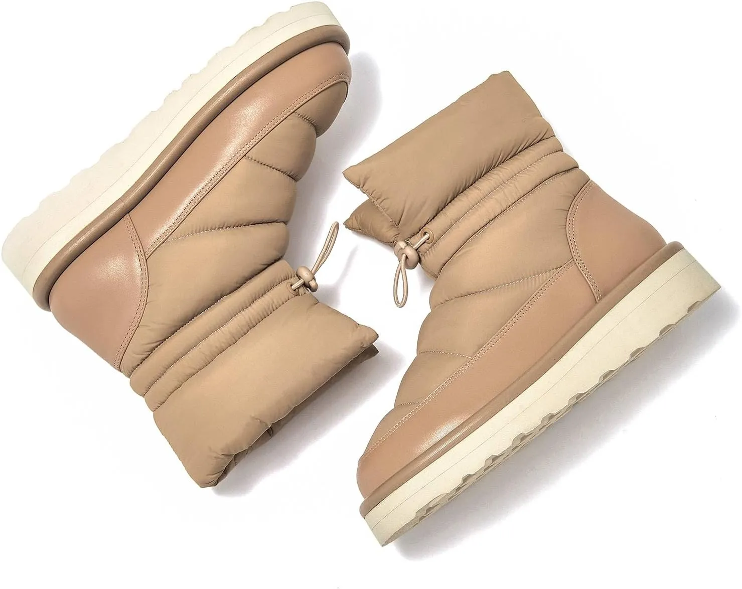 BEAU TODAY Snow Boots for Women, Platform Anti-Slip Winter Ankle Booties,Comfort Wool Round Toe Women Boots, Ladies Comfortable Short Boots Outdoor