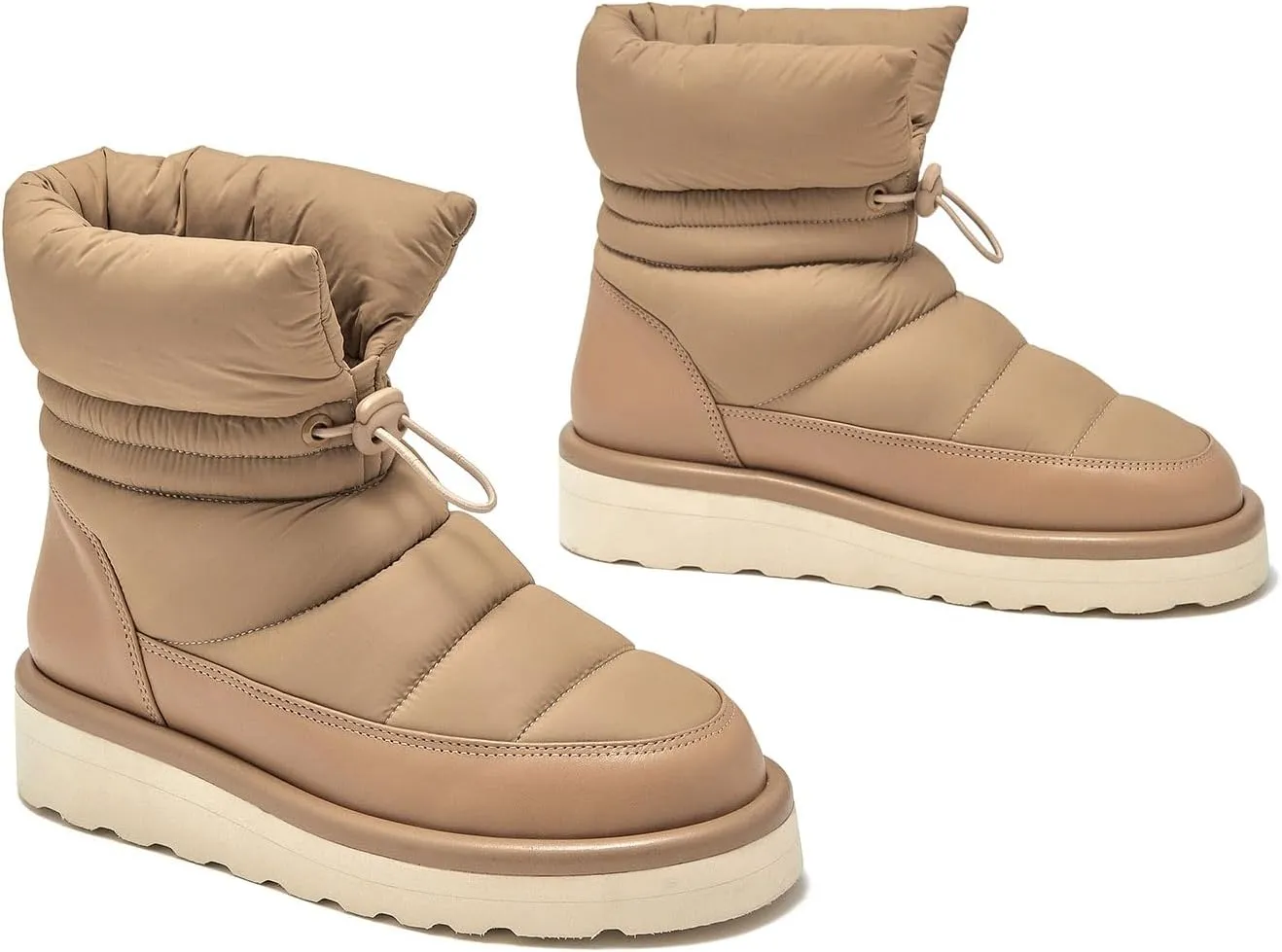 BEAU TODAY Snow Boots for Women, Platform Anti-Slip Winter Ankle Booties,Comfort Wool Round Toe Women Boots, Ladies Comfortable Short Boots Outdoor