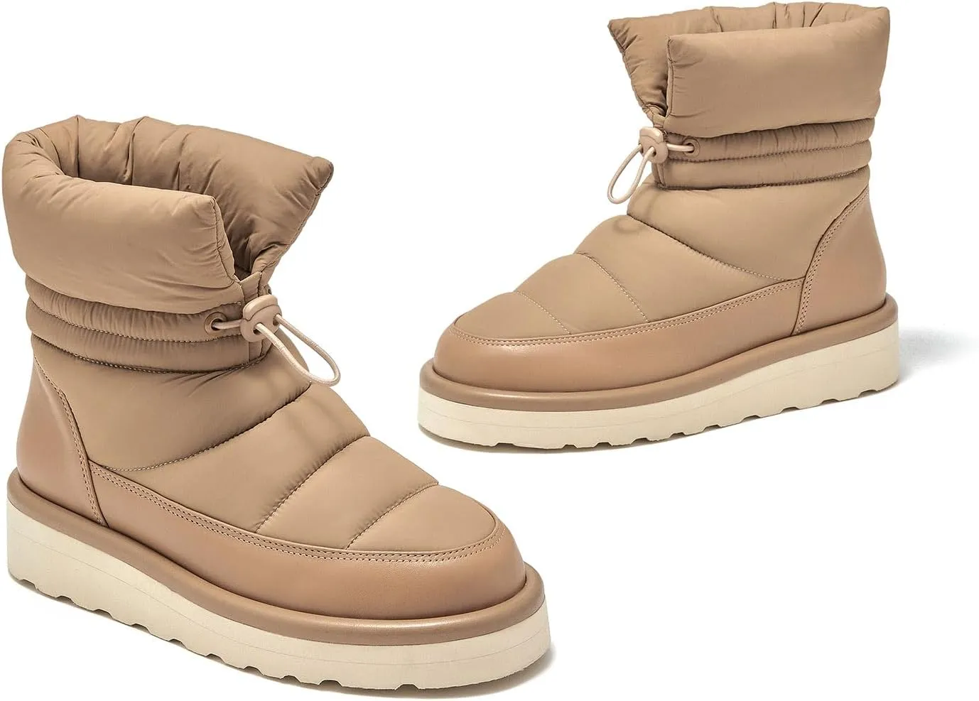 BEAU TODAY Snow Boots for Women, Platform Anti-Slip Winter Ankle Booties,Comfort Wool Round Toe Women Boots, Ladies Comfortable Short Boots Outdoor