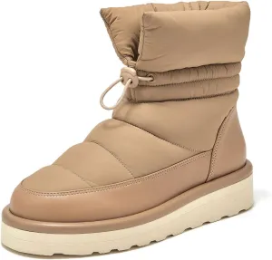 BEAU TODAY Snow Boots for Women, Platform Anti-Slip Winter Ankle Booties,Comfort Wool Round Toe Women Boots, Ladies Comfortable Short Boots Outdoor