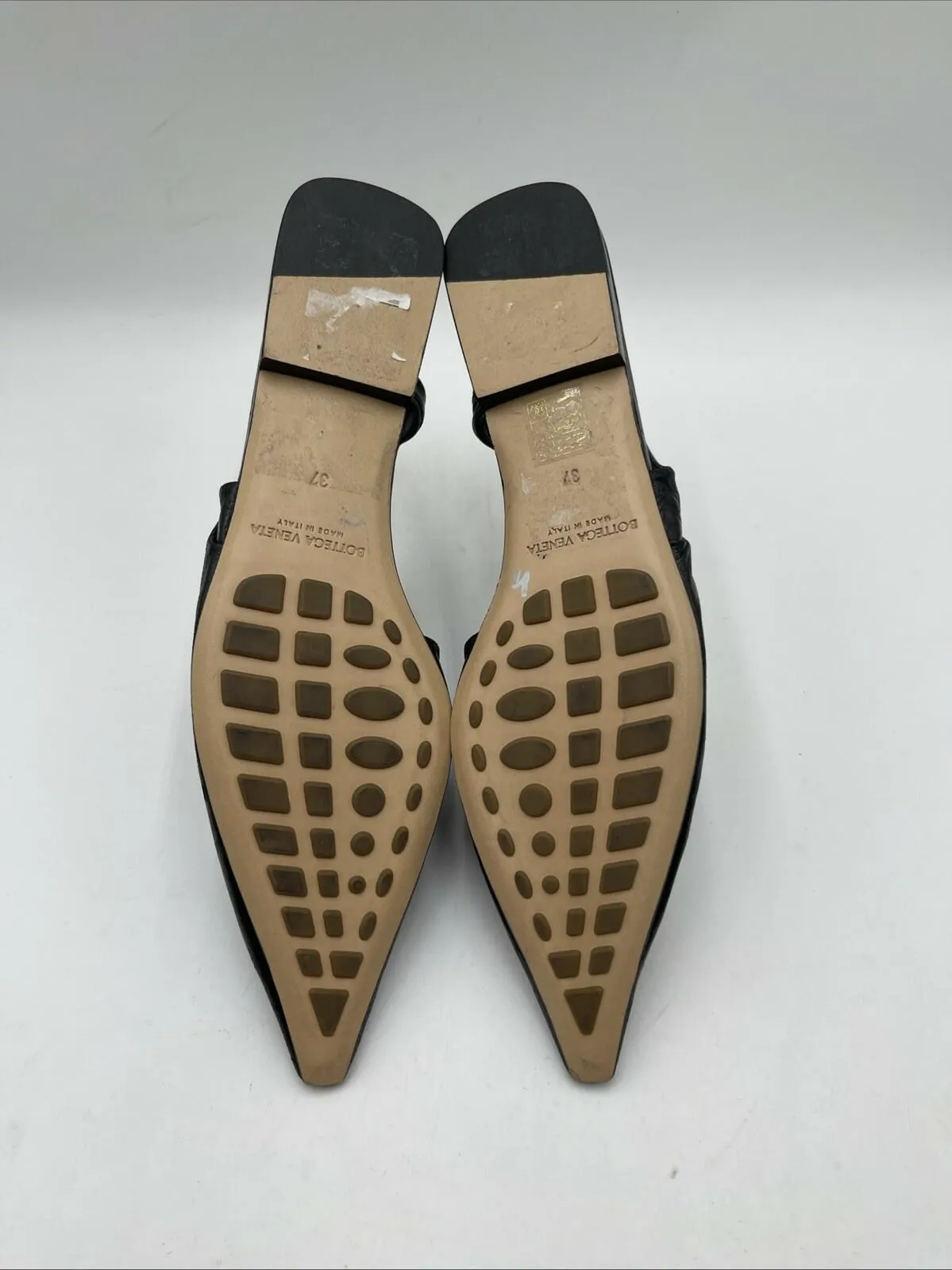 Bottega Veneta Women's Pointed Toe Twist Leather Slingback Flats Black Size 37 - Very Good