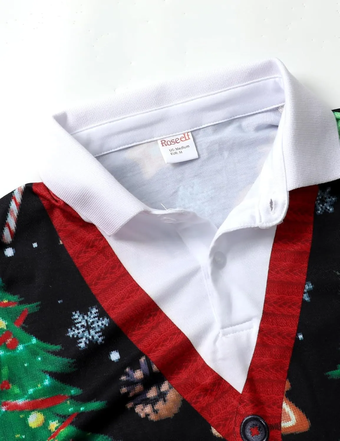 Boy's Christmas Sweater Print Novelty Long Sleeve Polo Shirt