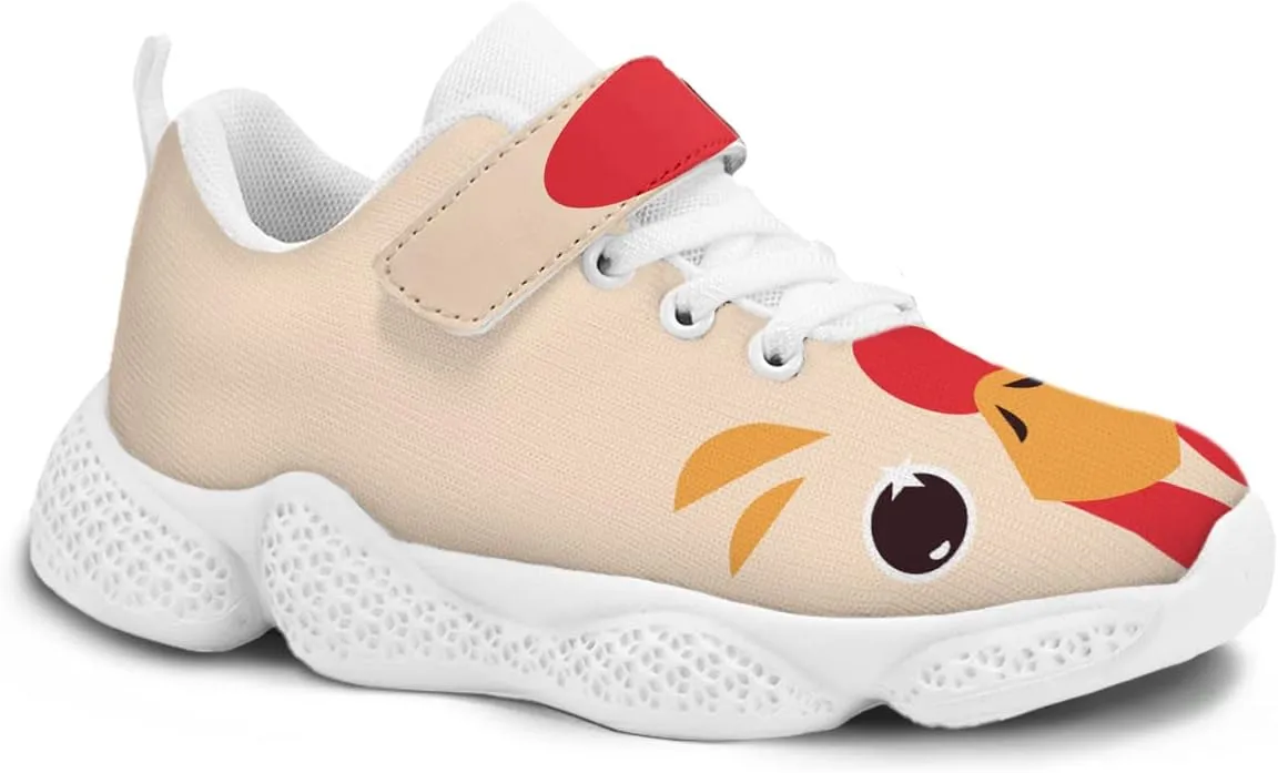 Boys Running Sneakers Girls Animal Face Painted Shoes Child Buckle Casual Daily Shoes