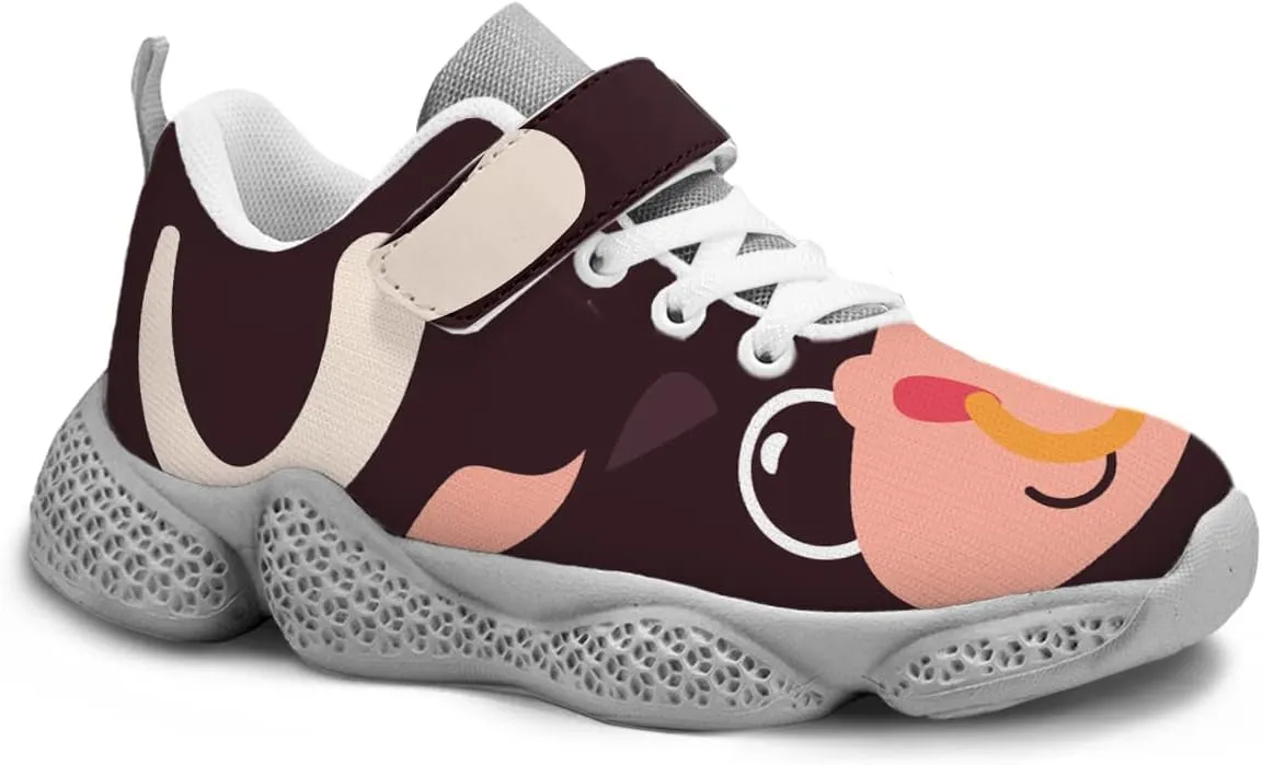 Boys Running Sneakers Girls Animal Face Painted Shoes Child Buckle Casual Daily Shoes