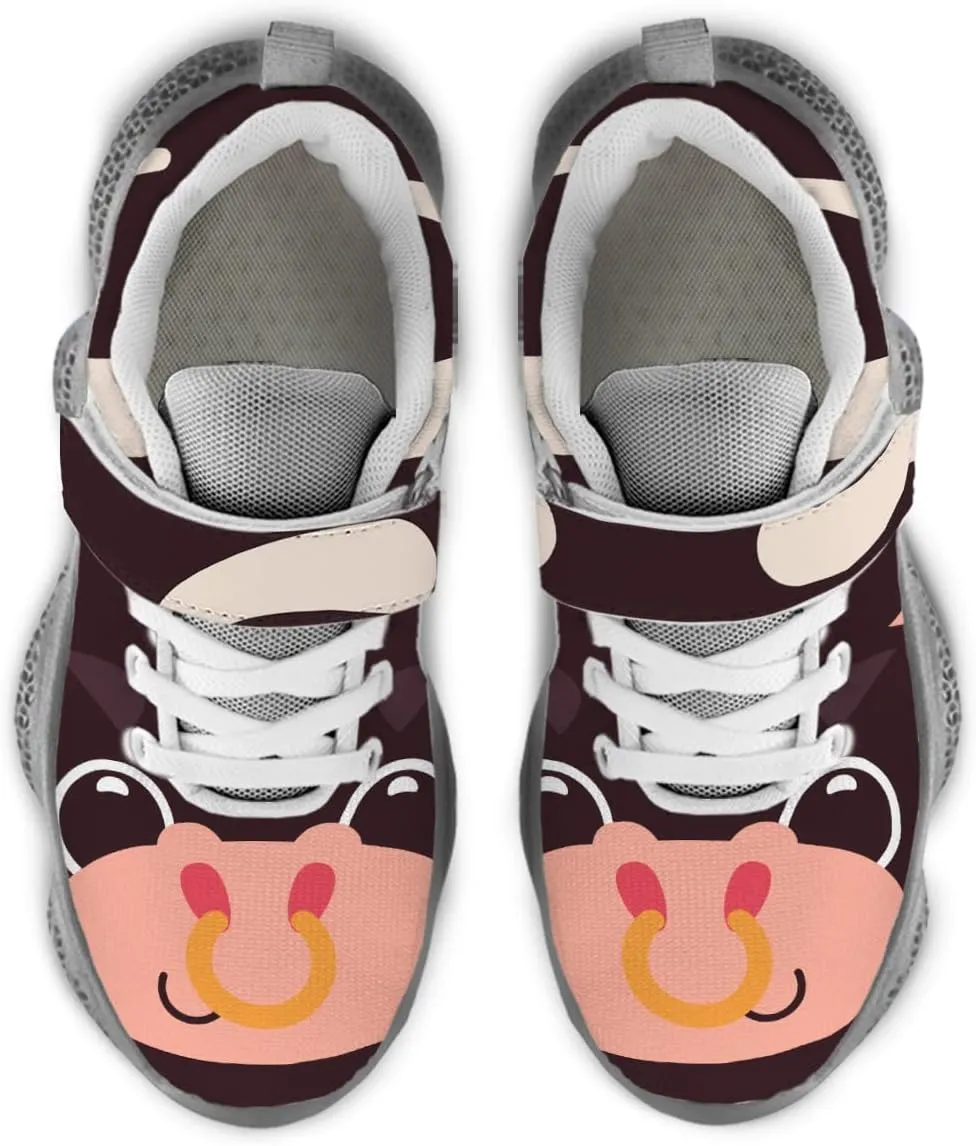 Boys Running Sneakers Girls Animal Face Painted Shoes Child Buckle Casual Daily Shoes