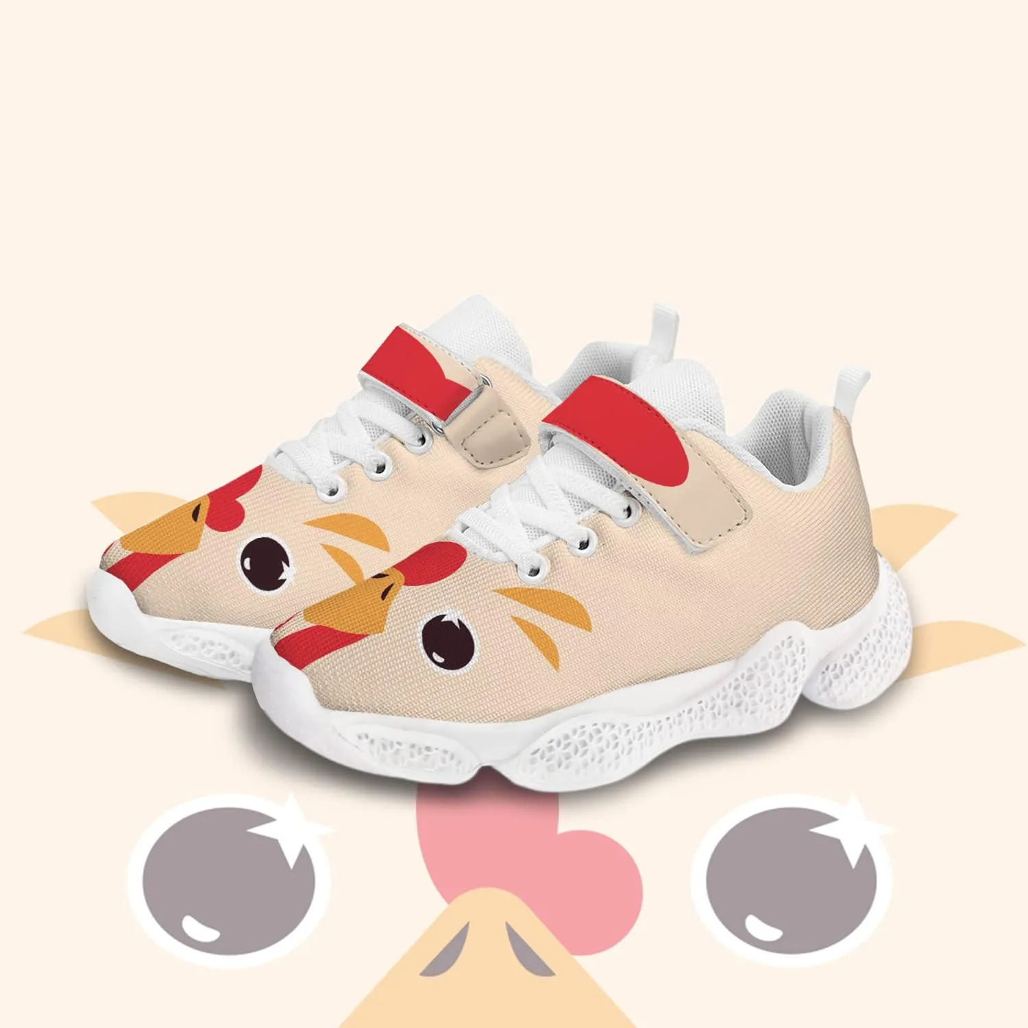 Boys Running Sneakers Girls Animal Face Painted Shoes Child Buckle Casual Daily Shoes