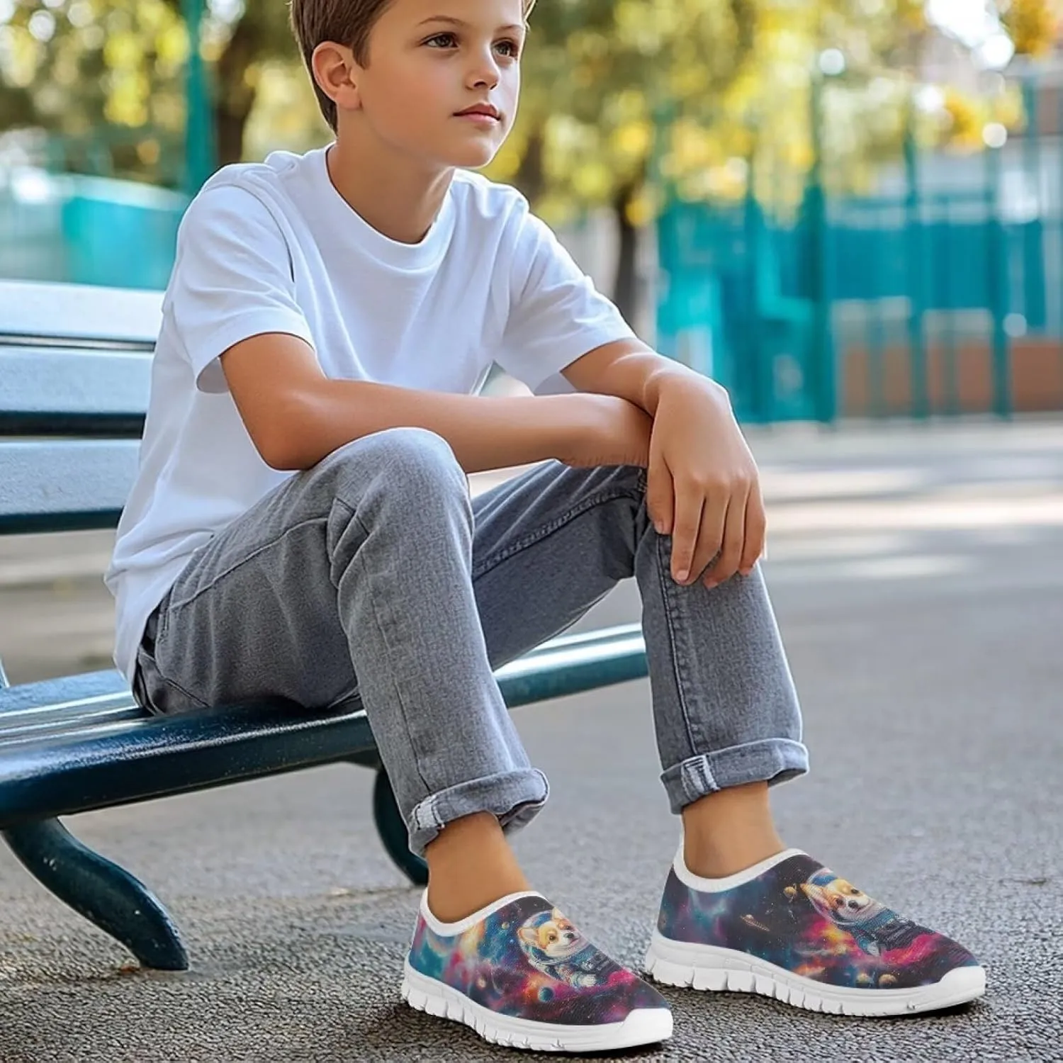Boys Slip On Sneakers Cool Galaxy Themed Tennis Shoes Running Shoes