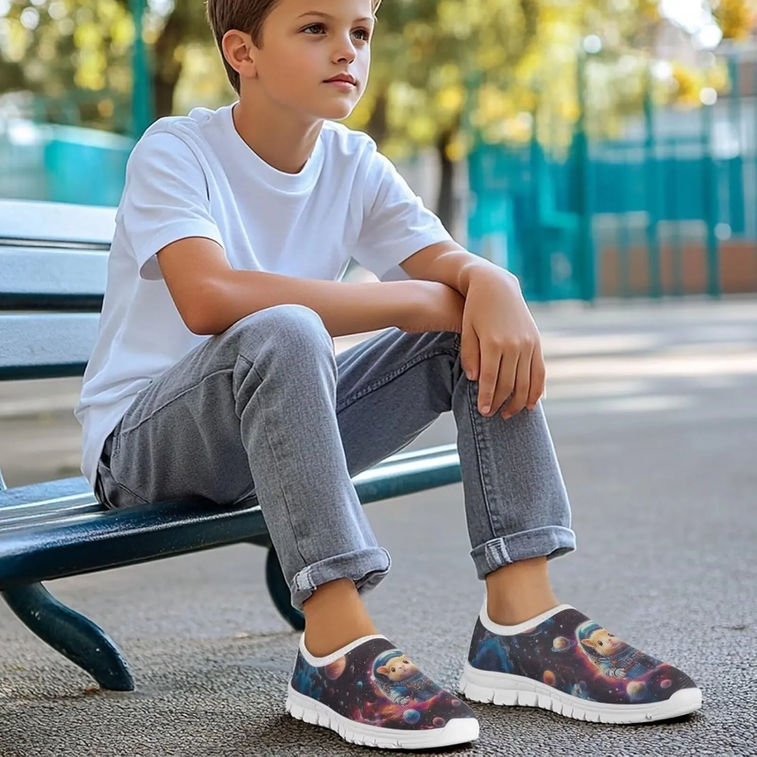 Boys Slip On Sneakers Cool Galaxy Themed Tennis Shoes Running Shoes