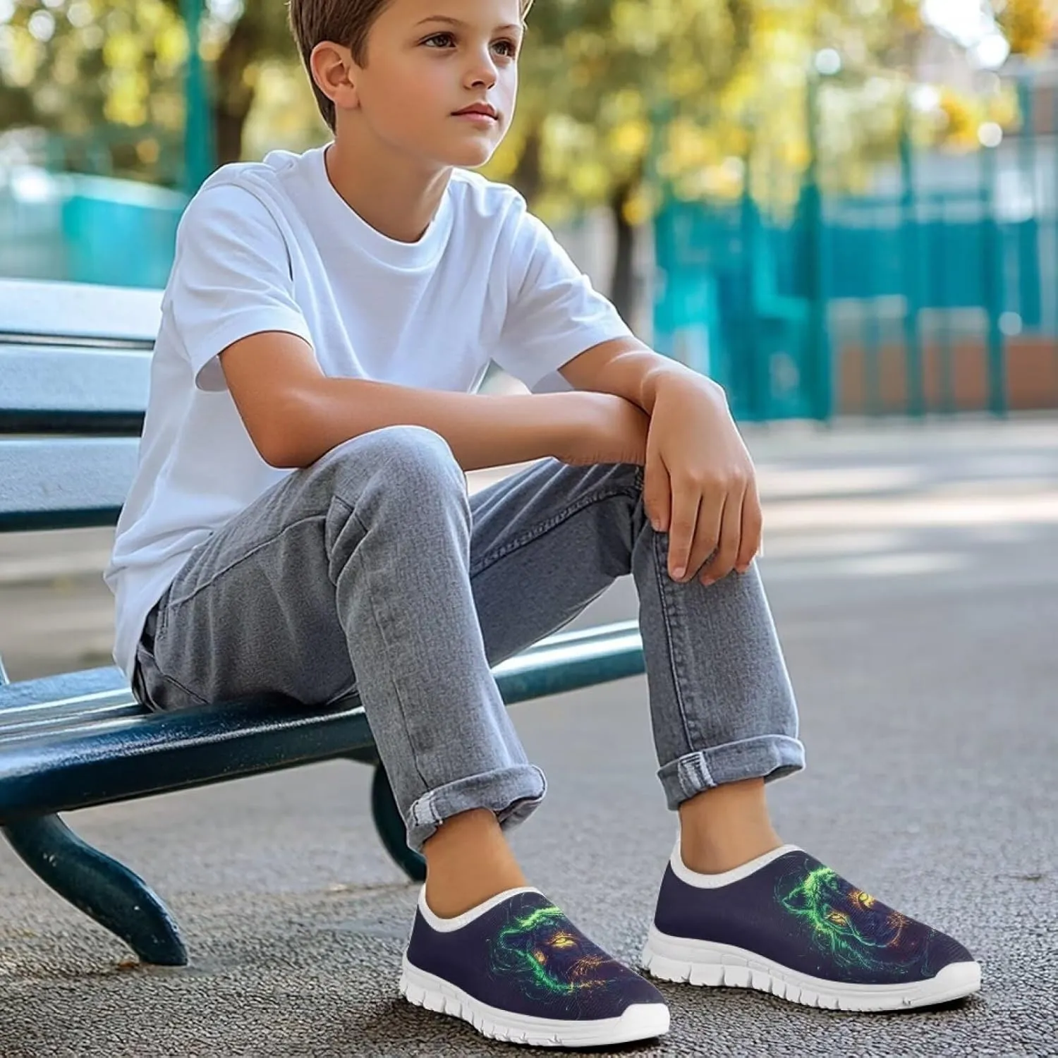 Boys Tennis Shoes Little Kids Slip On Shoes Cool Glowing Animal Shoes