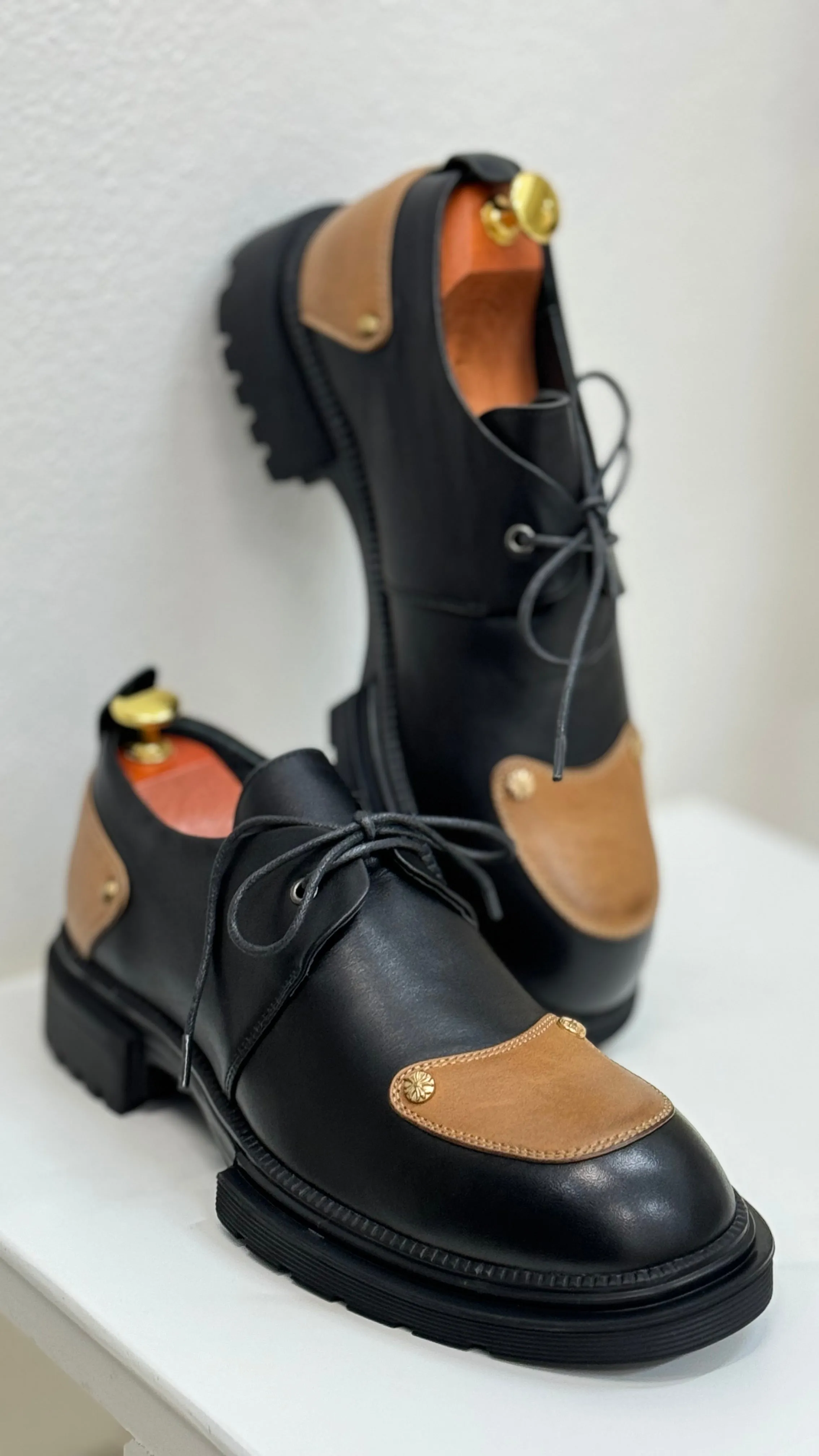 Brown Patched Loafers