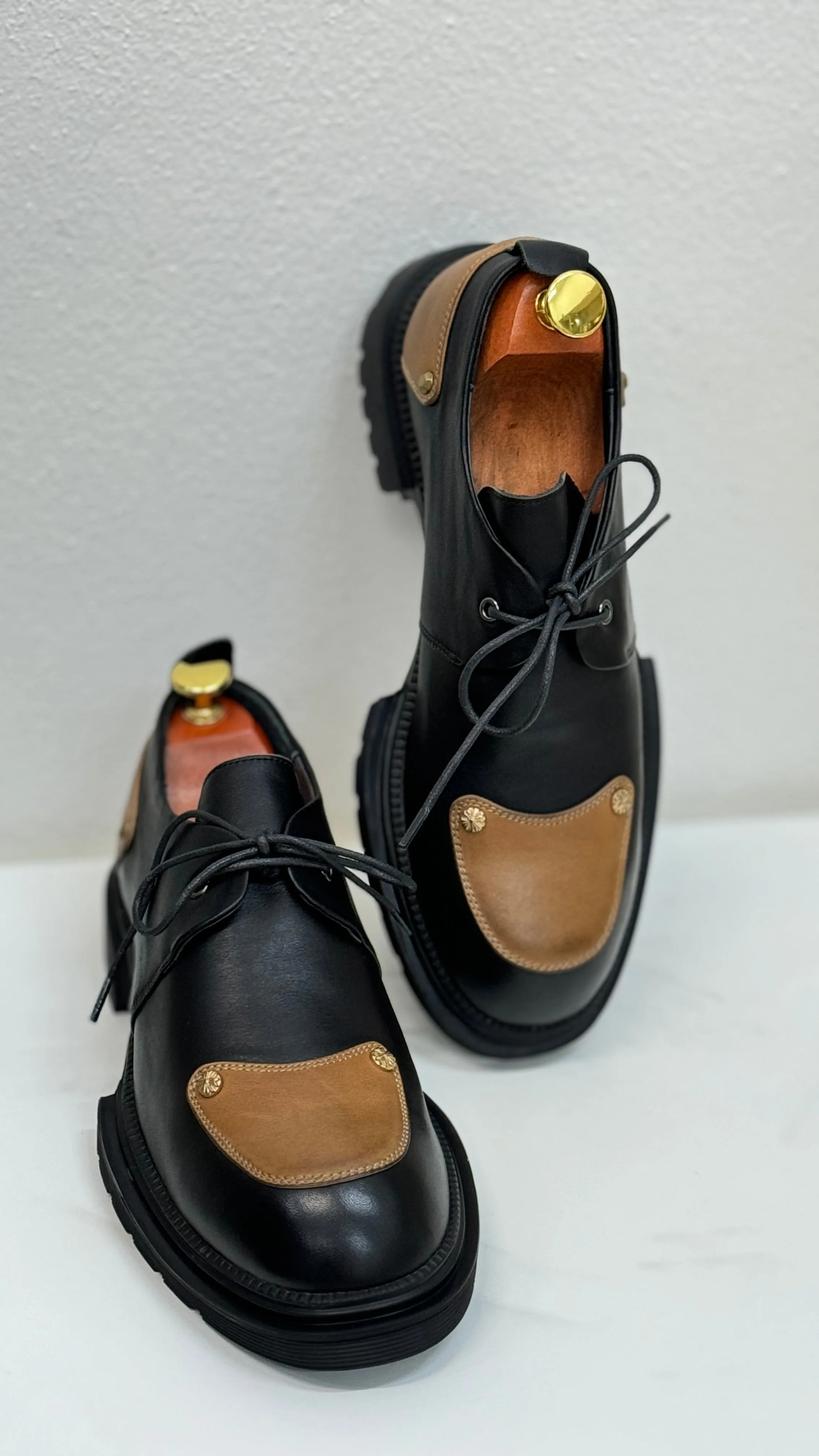 Brown Patched Loafers