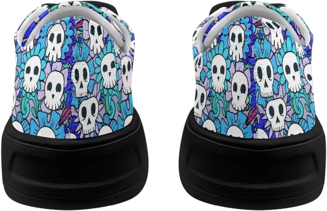 Canvas Sneakers for Women Low Top Lace Up Shoes Comfortable Canvas Tennis Shoes with Anti Skid EVA Sole Dressy Flats