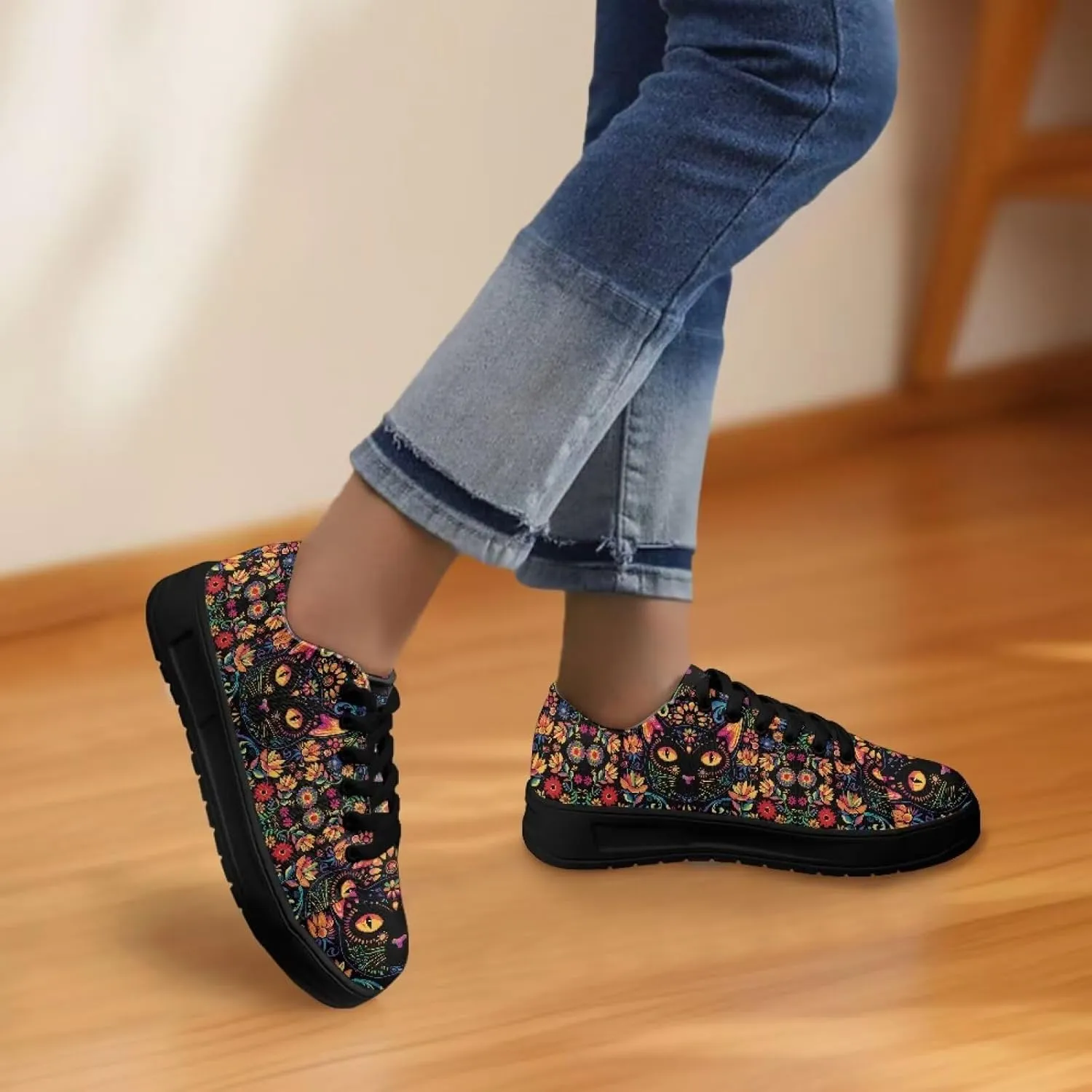 Canvas Sneakers for Women Low Top Lace Up Shoes Comfortable Canvas Tennis Shoes with Anti Skid EVA Sole Dressy Flats