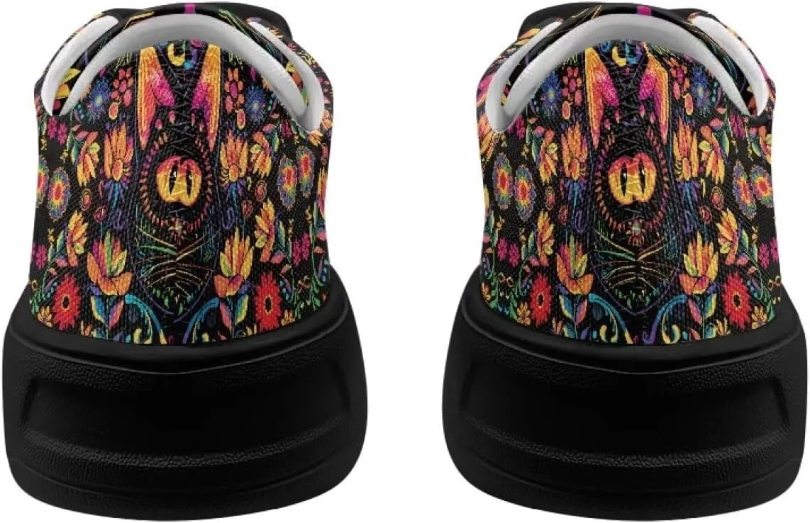 Canvas Sneakers for Women Low Top Lace Up Shoes Comfortable Canvas Tennis Shoes with Anti Skid EVA Sole Dressy Flats
