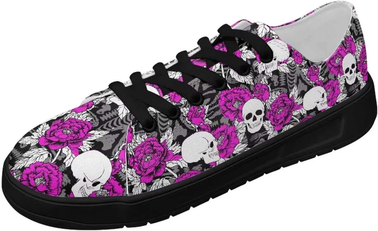 Canvas Sneakers for Women Low Top Lace Up Shoes Comfortable Canvas Tennis Shoes with Anti Skid EVA Sole Dressy Flats