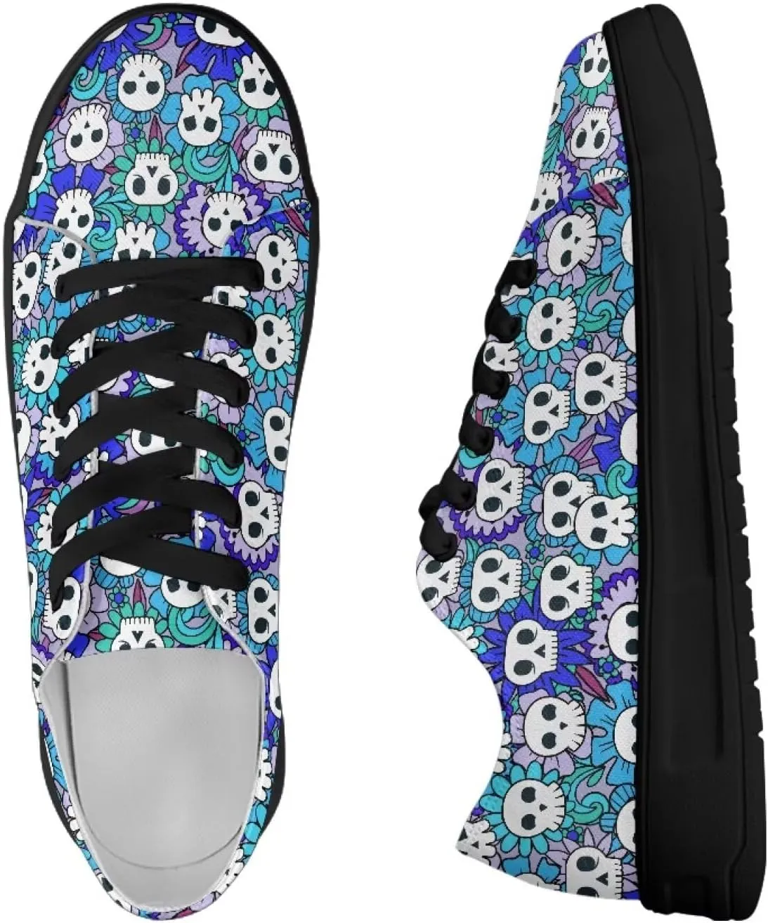 Canvas Sneakers for Women Low Top Lace Up Shoes Comfortable Canvas Tennis Shoes with Anti Skid EVA Sole Dressy Flats