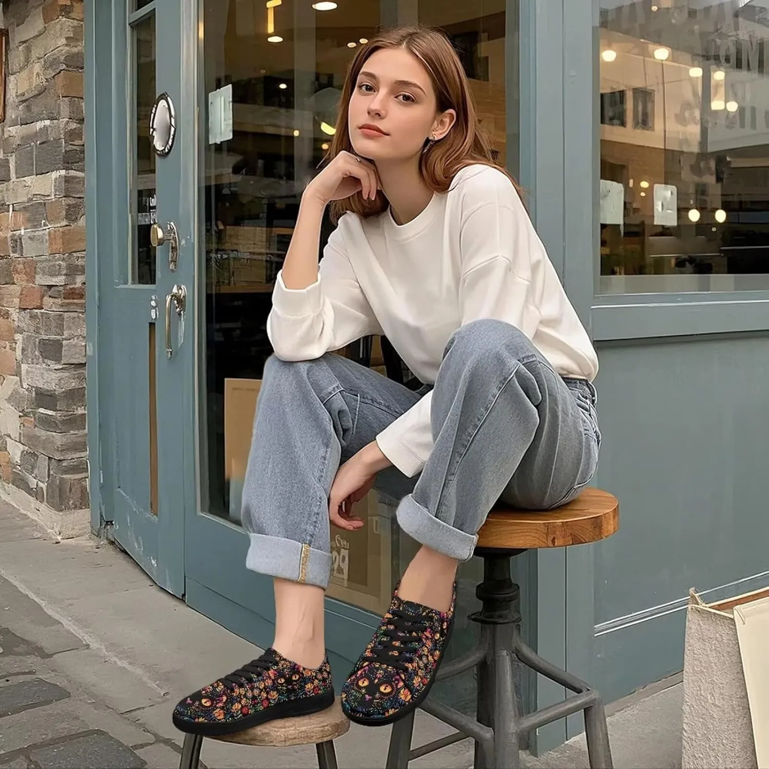 Canvas Sneakers for Women Low Top Lace Up Shoes Comfortable Canvas Tennis Shoes with Anti Skid EVA Sole Dressy Flats