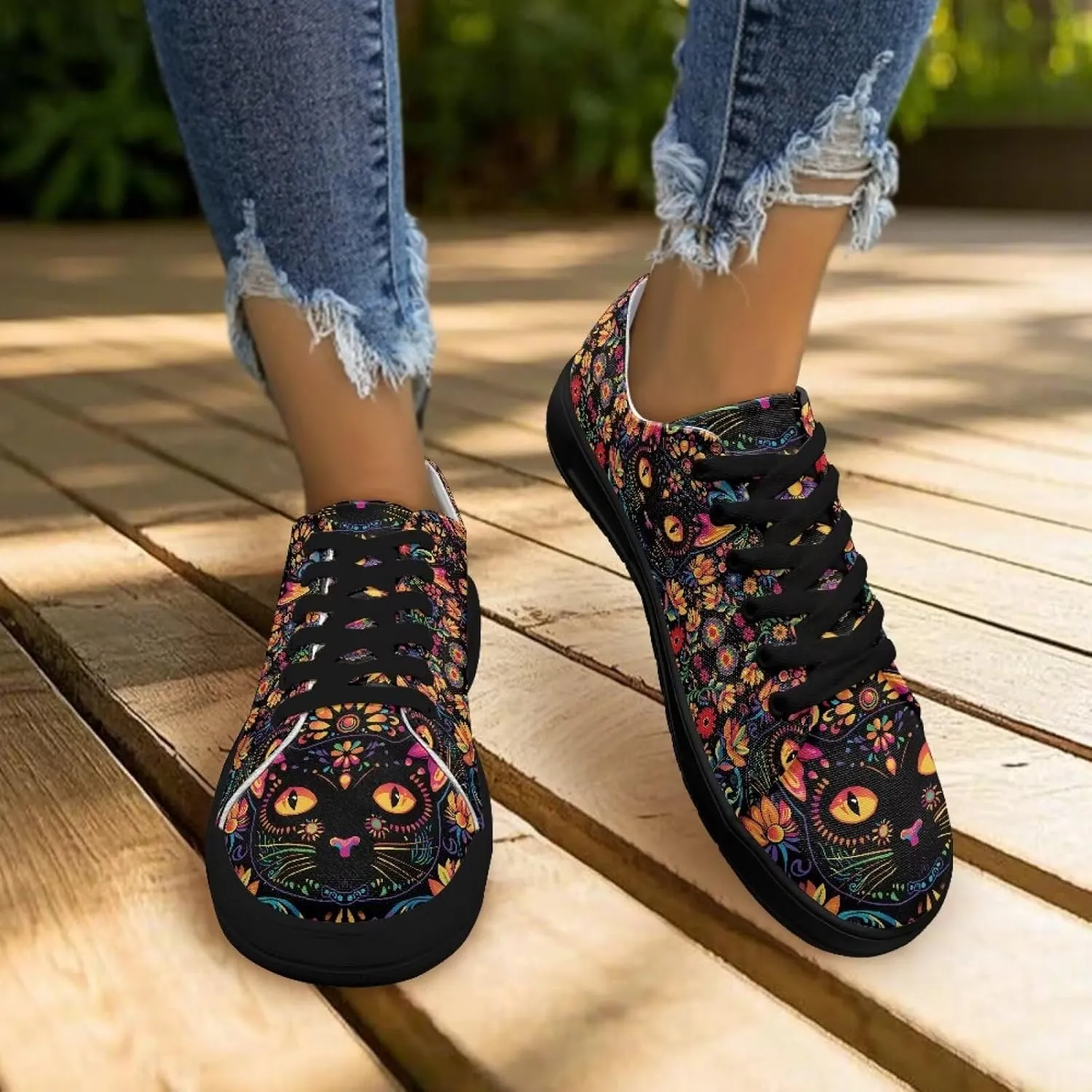 Canvas Sneakers for Women Low Top Lace Up Shoes Comfortable Canvas Tennis Shoes with Anti Skid EVA Sole Dressy Flats