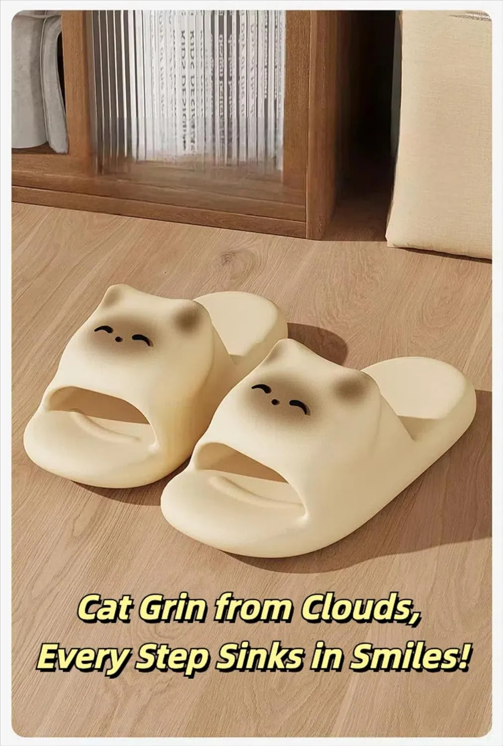 Cat Slippers Women Cute Kitty Slides Soft Sole Kawaii Quick Drying Preppy Shower Bathroom Outdoor Men