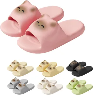 Cat Slippers Women Cute Kitty Slides Soft Sole Kawaii Quick Drying Preppy Shower Bathroom Outdoor Men