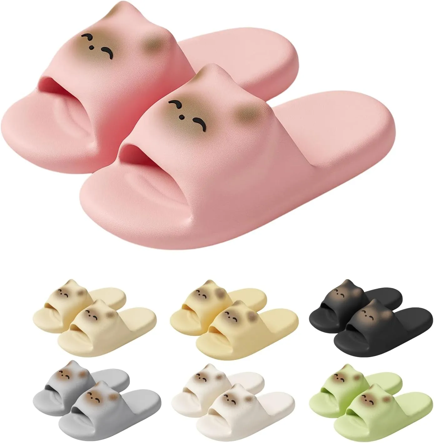 Cat Slippers Women Cute Kitty Slides Soft Sole Kawaii Quick Drying Preppy Shower Bathroom Outdoor Men