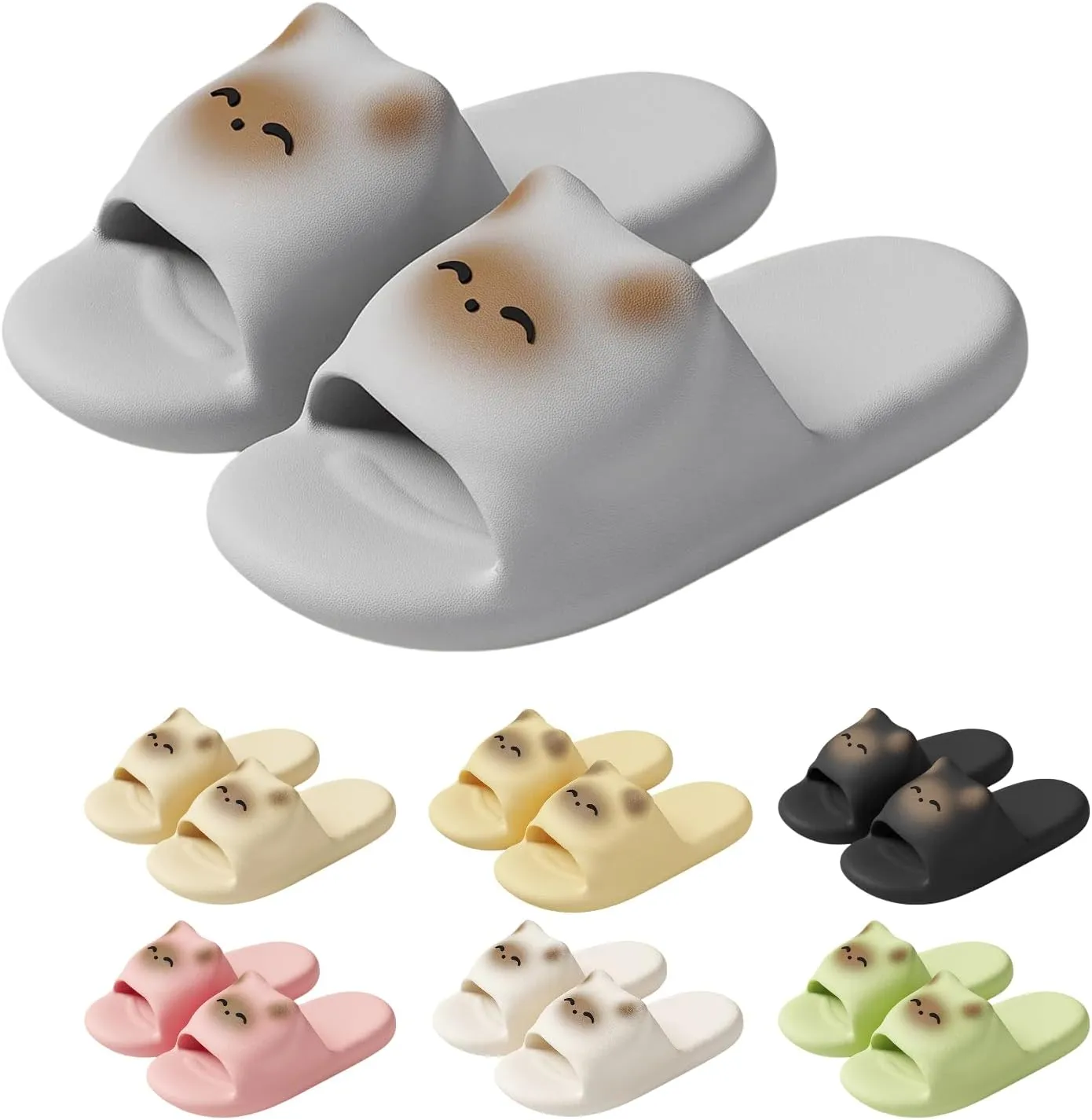Cat Slippers Women Cute Kitty Slides Soft Sole Kawaii Quick Drying Preppy Shower Bathroom Outdoor Men