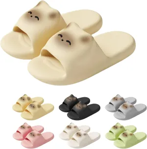 Cat Slippers Women Cute Kitty Slides Soft Sole Kawaii Quick Drying Preppy Shower Bathroom Outdoor Men
