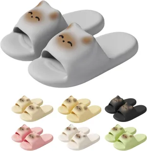 Cat Slippers Women Cute Kitty Slides Soft Sole Kawaii Quick Drying Preppy Shower Bathroom Outdoor Men