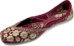 Chandrakala Bridal Mojaris for Women Flats Punjabi Jutti Ethnic Flats,(WF140-P)