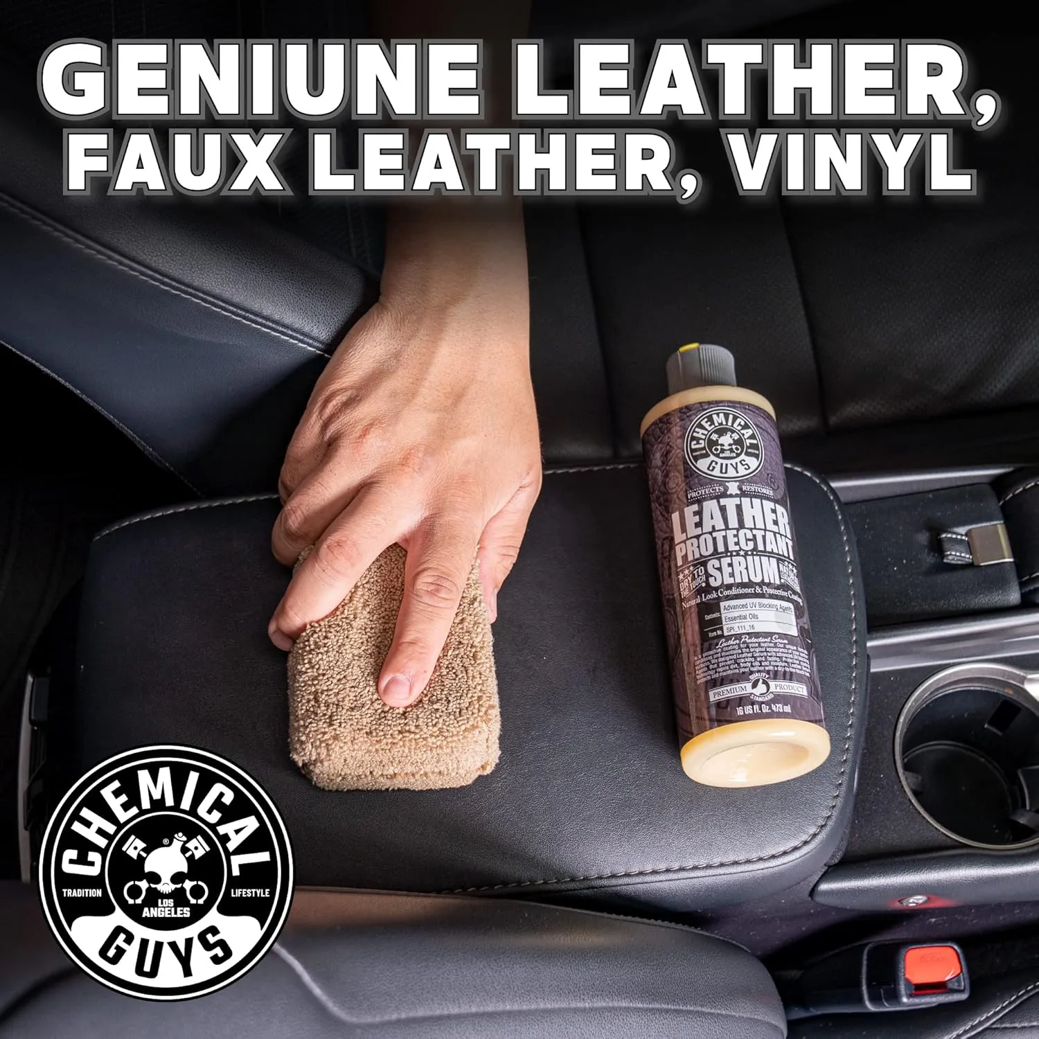 Chemical Guys Leather Cleaner & Leather Serum Kit for Car Interiors, Furniture, Apparel, Shoes, Boots, and More (Works on Natural, Synthetic, Pleather, Faux Leather and More), 16 fl oz - 2 Items