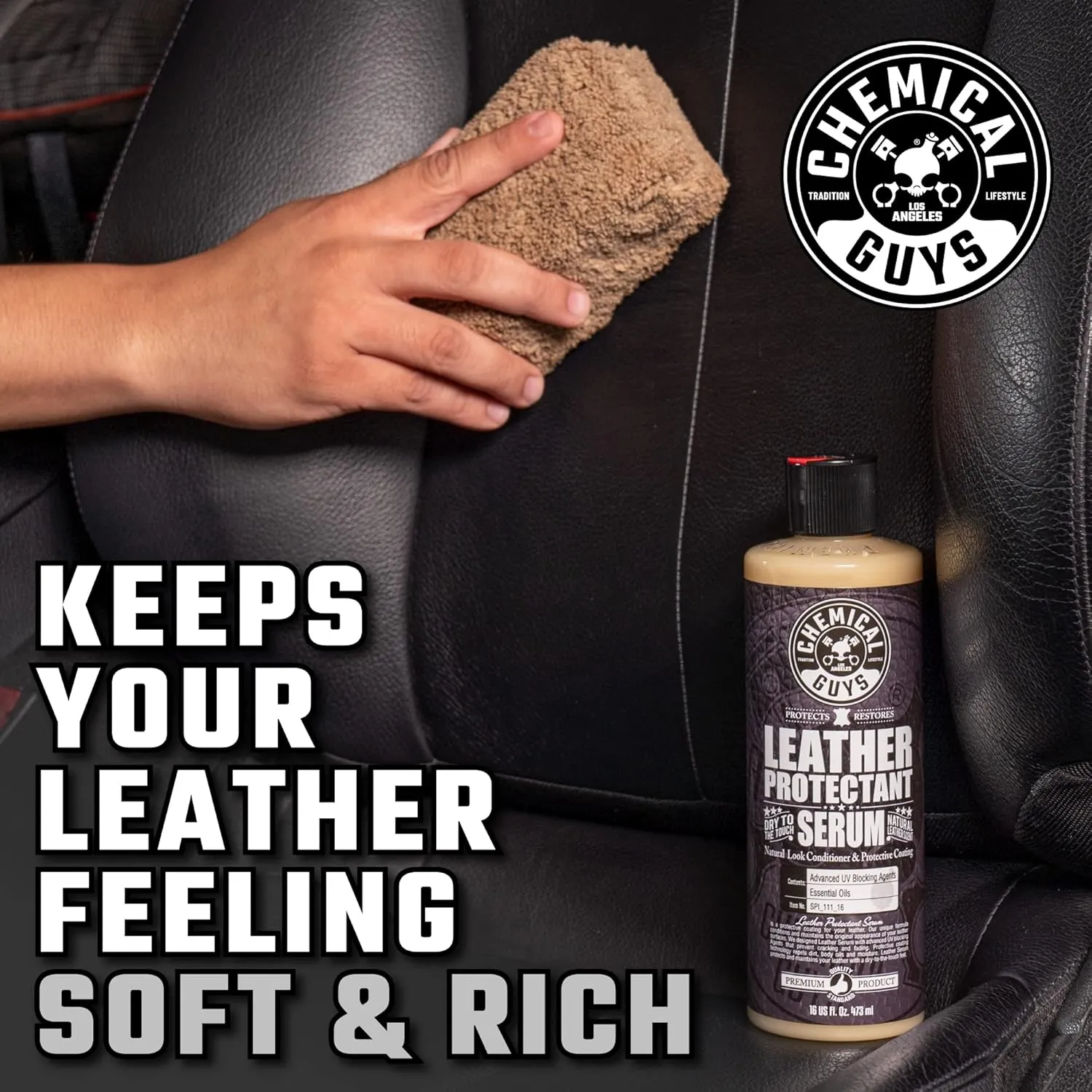 Chemical Guys Leather Cleaner & Leather Serum Kit for Car Interiors, Furniture, Apparel, Shoes, Boots, and More (Works on Natural, Synthetic, Pleather, Faux Leather and More), 16 fl oz - 2 Items