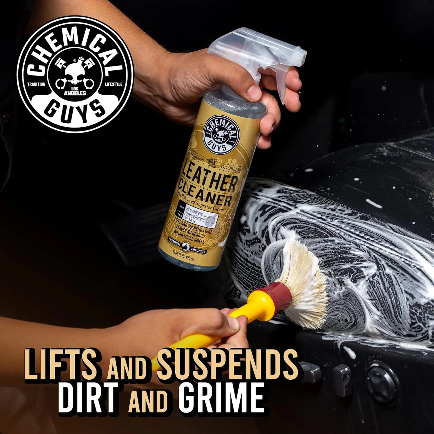 Chemical Guys Leather Cleaner & Leather Serum Kit for Car Interiors, Furniture, Apparel, Shoes, Boots, and More (Works on Natural, Synthetic, Pleather, Faux Leather and More), 16 fl oz - 2 Items