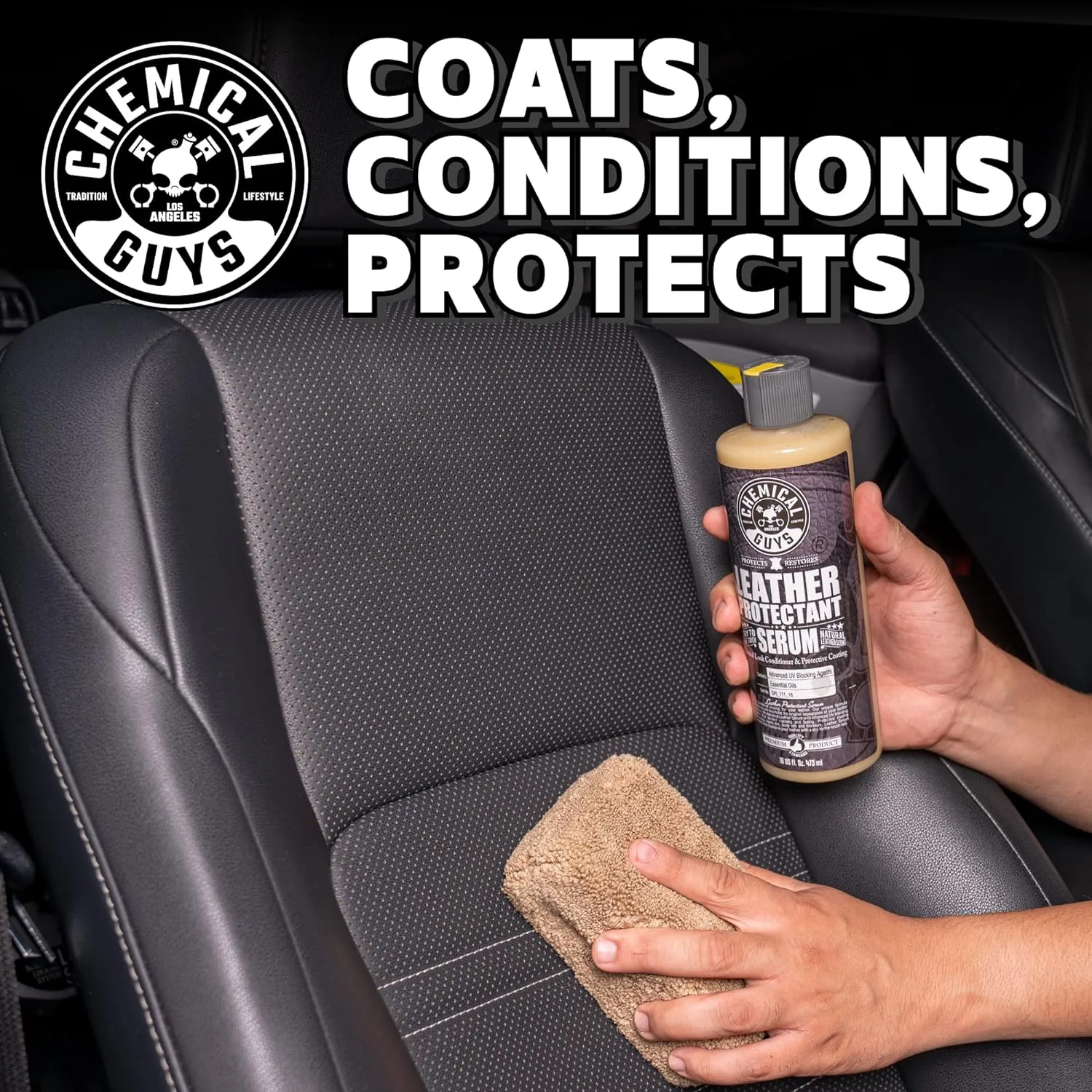Chemical Guys Leather Cleaner & Leather Serum Kit for Car Interiors, Furniture, Apparel, Shoes, Boots, and More (Works on Natural, Synthetic, Pleather, Faux Leather and More), 16 fl oz - 2 Items