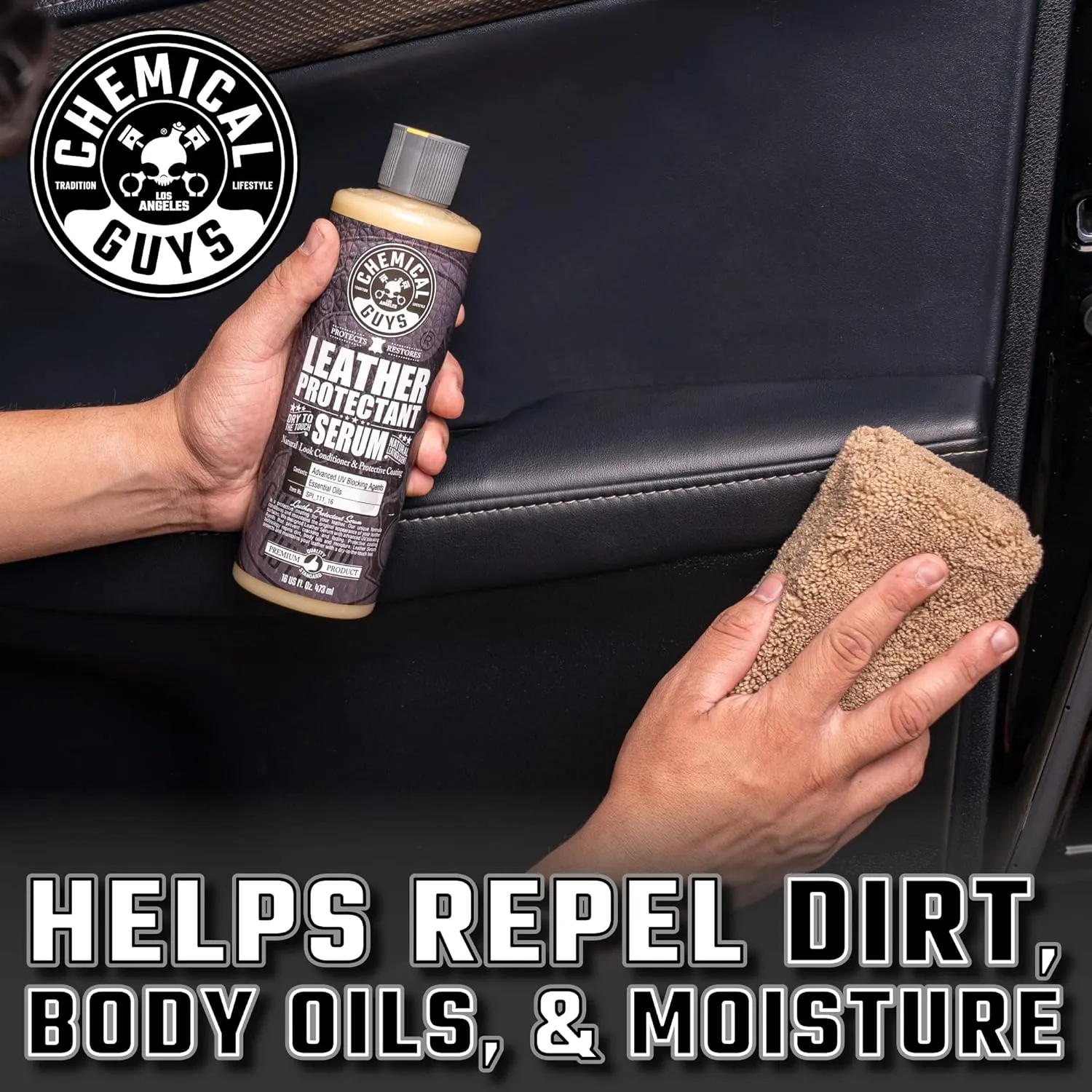 Chemical Guys Leather Cleaner & Leather Serum Kit for Car Interiors, Furniture, Apparel, Shoes, Boots, and More (Works on Natural, Synthetic, Pleather, Faux Leather and More), 16 fl oz - 2 Items